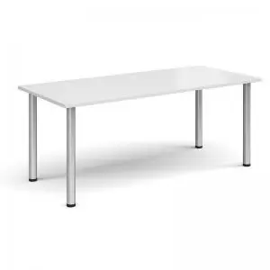 Rectangular silver radial leg meeting table 1800mm x 800mm - white