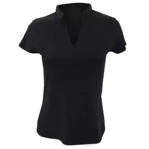 Kustom Kit Ladies Corporate Short Sleeve V-Neck Mandarin Collar Top (20-22) (Black)