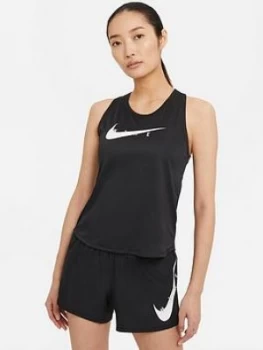 Nike Running Swoosh Tank, Black, Size L, Women