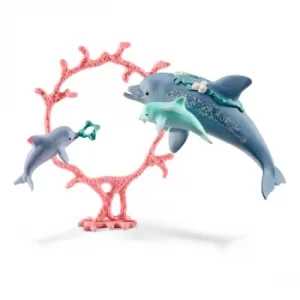 Schleich Bayala Dolphin Mum with Babies Toy Figure Set