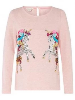 Monsoon Girls S.E.W. Sequin Unicorn Top - Pink