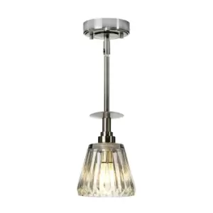 IP 44 Pendant Light Fitting Cut Glass Shade Brushed Nickel Integral LED G9 3.5W