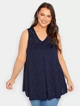 Yours Broidery Swing Vest Navy, Blue, Size 16, Women