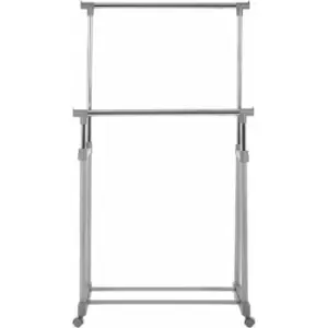 Clothes Hanging Double Rail with Wheels - Premier Housewares