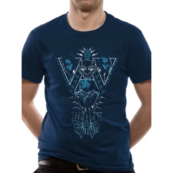 Black Panther Movie - Navy Cast Mens Small T-Shirt - Blue