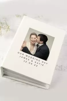 Personalised Front Cover Photo Album - upload Image and Message - Natural