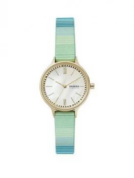 Skagen Anita White Dial Blue Leather Strap Watch