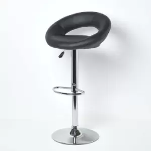 Harrow Faux Leather Swivel Bar Stool Black - Black - Black - Black - Homescapes