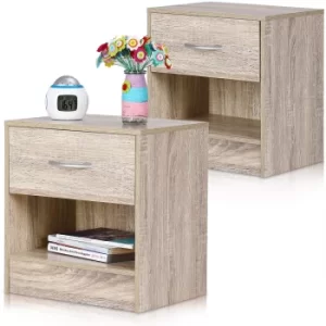 Bedside Table 2Pcs Oak Design 39x28x41cm