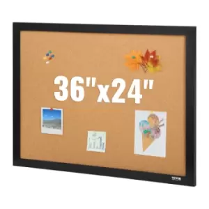 VEVOR Cork Board, 36x24 inches Bulletin Board with MDF Sticker Frame, Vision Board Includes 10 Pushpins, for Display and Decoration in Office Home and