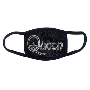 Queen - White Retro Logo Face Mask - Black