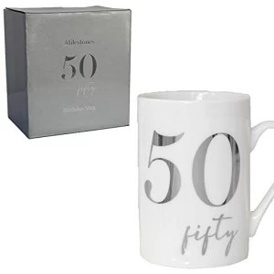 Milestones New Bone China 11oz Mug with Silver Foil - 50