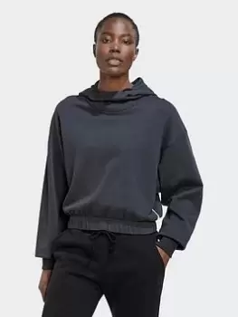 adidas Studio Lounge Cropped Hoodie, Grey, Size L, Women