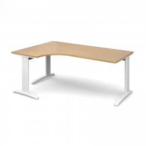 TR10 Deluxe Left Hand Ergonomic Desk 1800mm - White Frame Oak Top