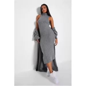 I Saw It First Recycled Roll Neck Dress - Grey