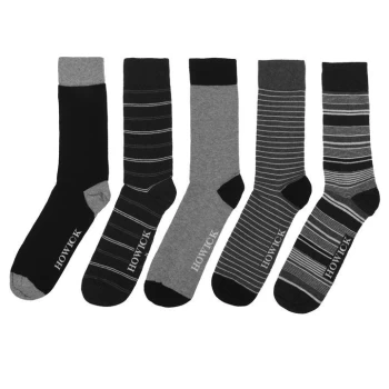 Howick Stripe 5 Pack Socks - Black