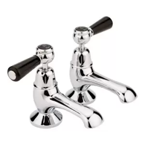 Hudson Reed Black Topaz With Lever & Domed Collar Bath Taps - Chrome / Black