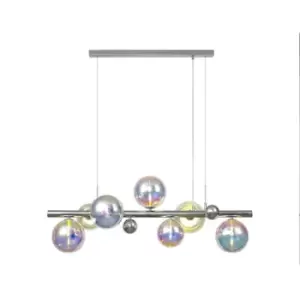 Luminosa Linear Pendant, 7 x G9, Polished Chrome, Iridescent Glass