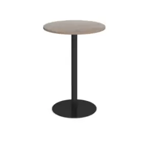 Monza circular poseur table with flat round Black base 800mm - barcelona walnut