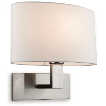 Firstlight - Webster - 1 Light Single Indoor Wall Light Brushed Steel, Cream Shade, E27