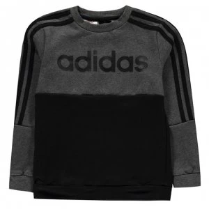 adidas Large Logo Crew Sweatshirt Junior Boys - DkGreyMarl/Blk