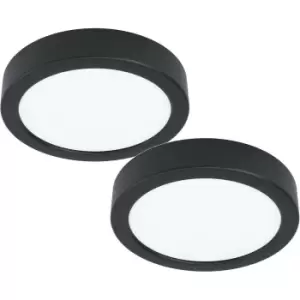 2 PACK Wall / Ceiling Light Black 160mm Round Surface Mounted 10.5W LED 3000K