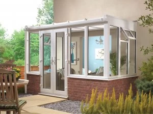 Wickes Lean To Dwarf Wall White Conservatory - 13 x 12 ft