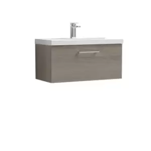 Nuie Arno 800mm Wall Hung 1 Drawer Vanity & Basin 3 Solace Oak