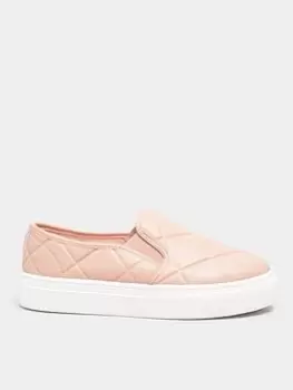 Yours Clothing Extra Wide Fit Quitled Slip On Trainer, Pink, Size 5Ee, Women