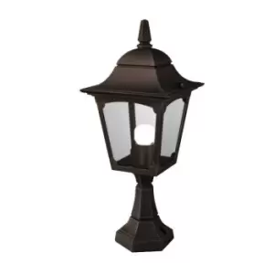 Chapel 1 Light Outdoor Pedestal Lantern Black IP44, E27