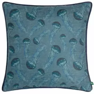 Abyss Jellyfish Cushion Petrol, Petrol / 43 x 43cm / Polyester Filled