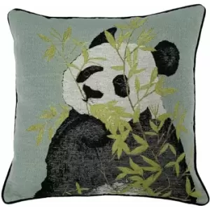 Furn - Pandas Jacquard Woven Cushion Cover, Green, 45 x 45 Cm