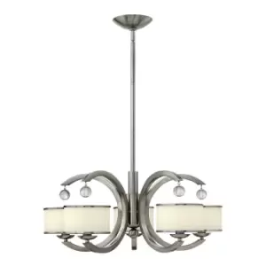 Monaco 5 Light Multi Arm Chandelier Brushed Nickel Finish, E14