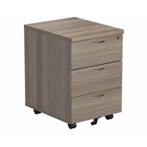 TC Office 3 Drawer Mobile Pedestal Height 595mm, Grey Oak Effect