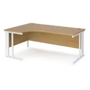 Office Desk Left Hand Corner Desk 1800mm Oak Top With White Frame 1200mm Depth Maestro 25 MCM18ELWHO