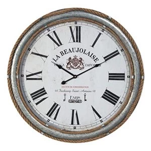 Hometime Galvanised Metal & Rope Wall Clock Roman Dial 60cm