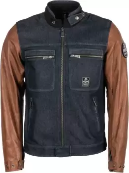 Helstons Winston Motorcycle Leather Jacket, blue-brown, Size S, blue-brown, Size S