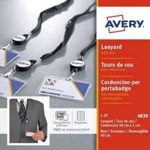 Avery Lanyard with Reel 400x10mm Lanyard 600mm Reel PK10