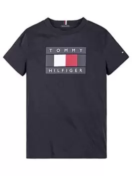 Tommy Hilfiger Boys Global Stripe Flag T-Shirt - Navy, Size 8 Years