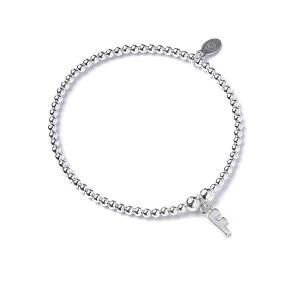 Initial F Charm with Sterling Silver Ball Bead Bracelet