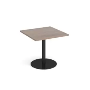 Monza square dining table with flat round Black base 800mm - barcelona walnut