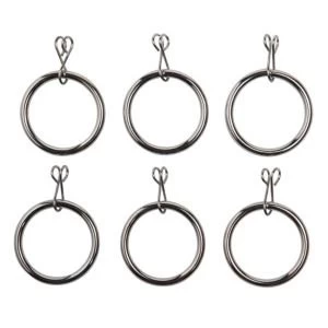 Colours Chrome Effect Metal Curtain Ring Dia16mm Pack of 6