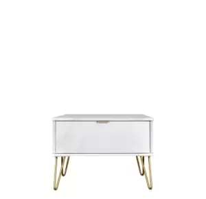 Hirato Ready Assembled 1 Drawer Large Bedside Cabinet Marble Gold Metal Hairpin Legs