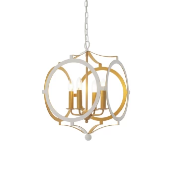 Vicenza 4 Light Ceiling Pendant Matt White & Gold Paint