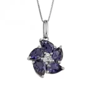 Iolite Peony Flower White Gold Pendant GP2301M