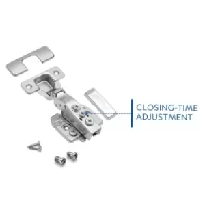 GTV Soft Close Half Overlay 35mm Cabinet Door Hinge Closing Time Adjustment, Pac