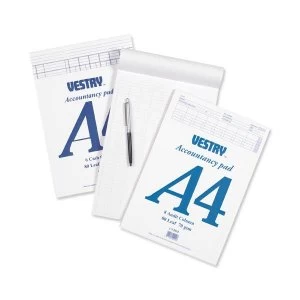 Vestry A4 Accountants Pad 8 Cash Column 80 Leaf