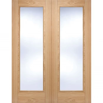 Vancouver Pattern 10 Internal Glazed Prefinished Oak 1 Lite Pair Doors - 1168 x 1981mm