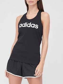 adidas Essentials Linear Slim Tank - Black, Size 2Xs, Women