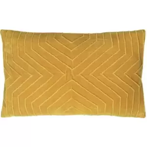 Furn Mahal Geometric Pleat 100% Cotton Cushion Cover, Ochre, 30 x 50 Cm